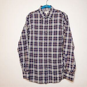 Sonoma Blue & Brown Plaid 100% Cotton Front Pocket Dress Shirt Medium